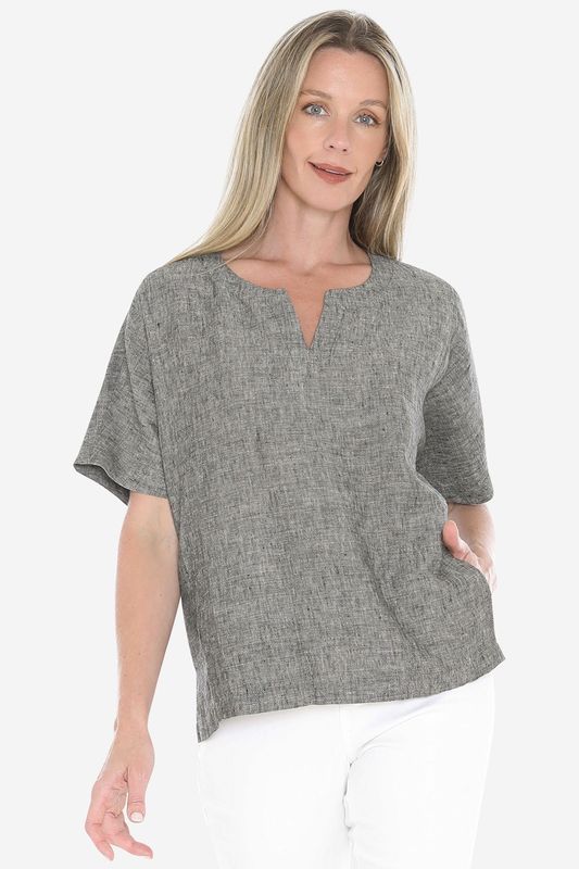 Jump - 2 Pocket Linen Top / Blackstone 596J3160A