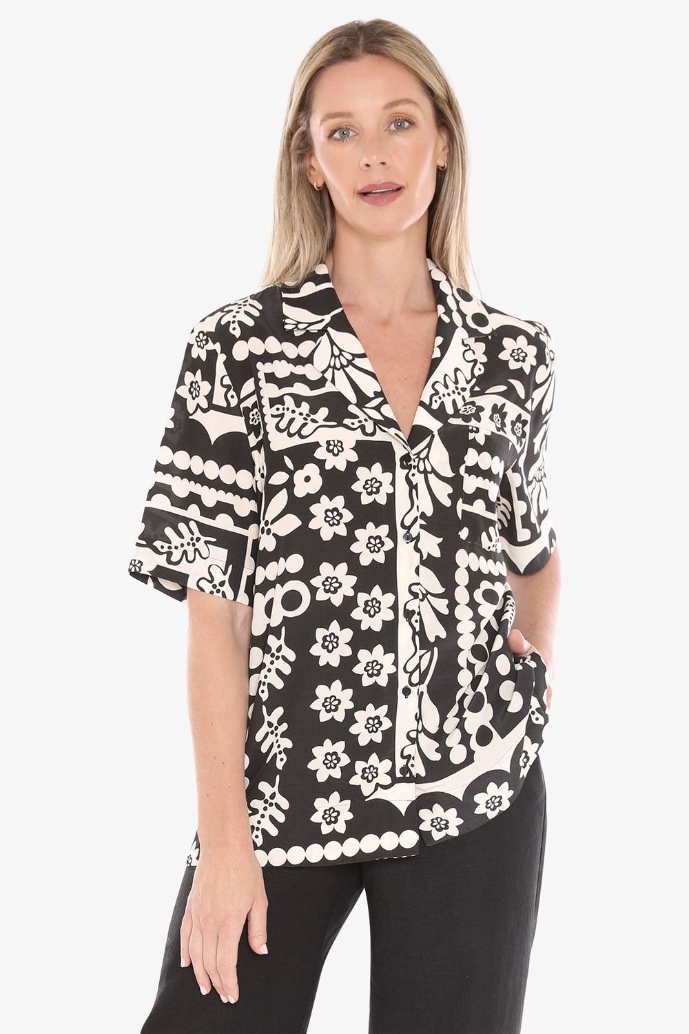 Jump - Flower Pop Shirt Black/Ecru 596J3182A