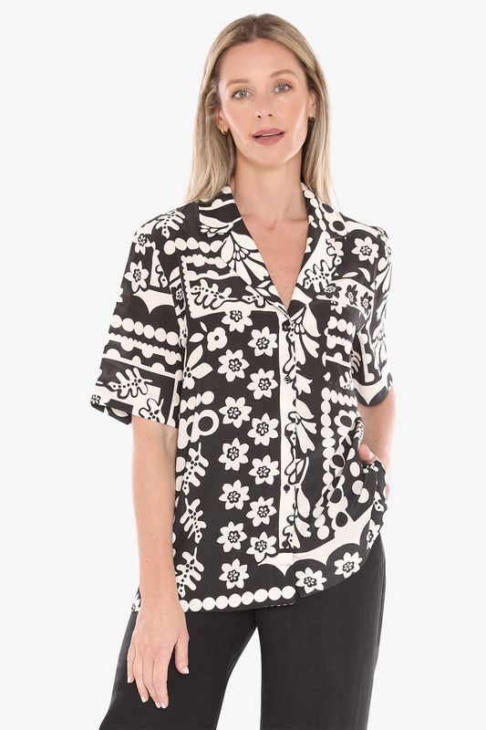 Jump - Flower Pop Shirt Black/Ecru 596J3182A