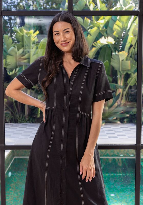 Jump - Contrast Stitch Dress Black / 596J5100A