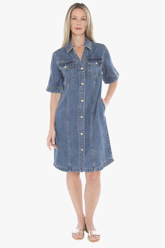 Jump - Soft Denim S/S Dress / Mid Blue 596J5129A