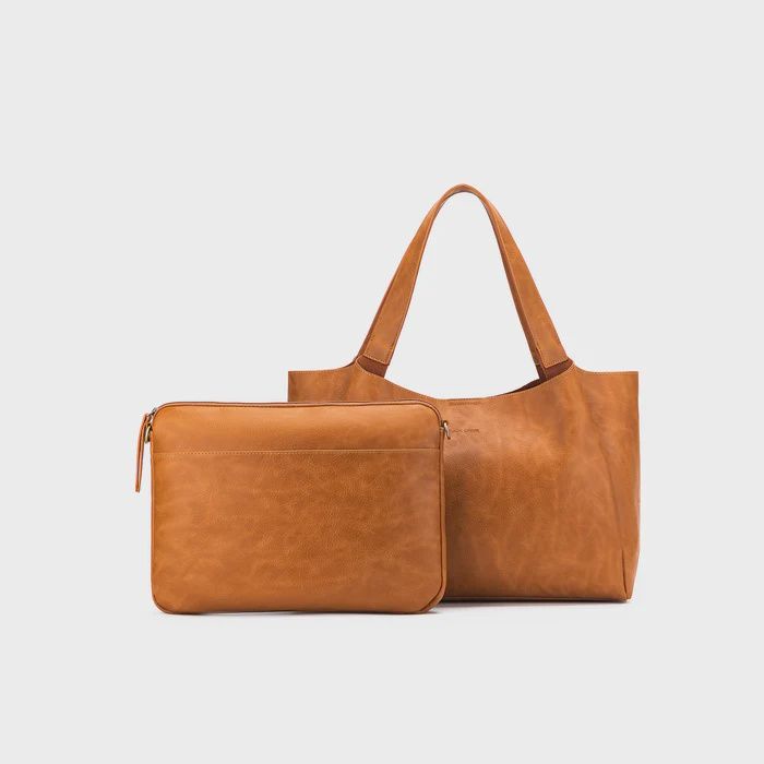 Black Caviar - Sylvie Computer Crossbody Tote Bag, Colour: Tan