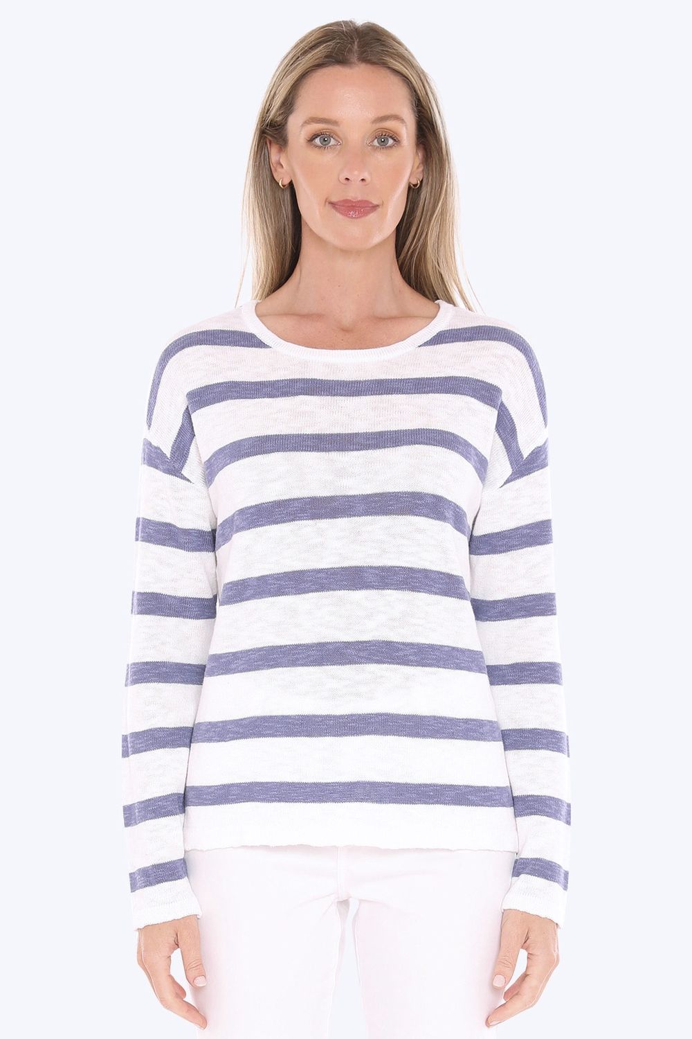 Jump - Stripe Slub Pullover / Wht/Chambray 59611005A
