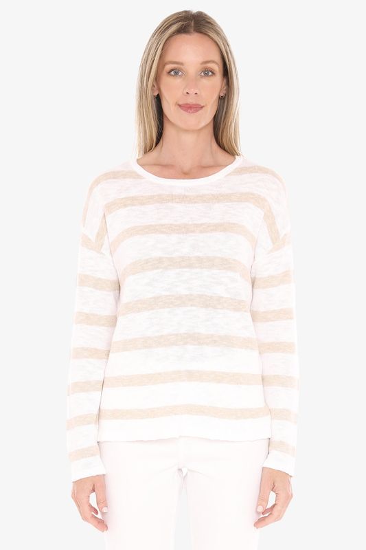Jump - Stripe Slub Pullover / Wht/Flax 59611005A