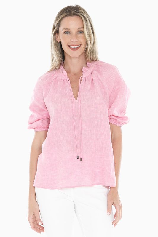 Jump - Ruffle Neck Top / Flamingo 596J3085A