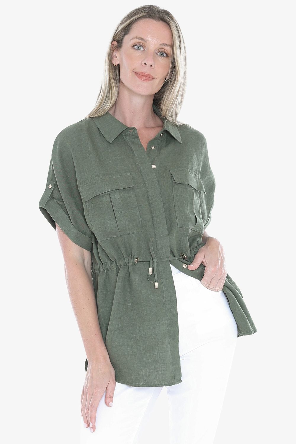Jump - Drawstring Overshirt / Basil 596J3109A
