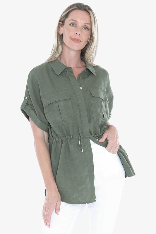 Jump - Drawstring Overshirt / Basil 596J3109A
