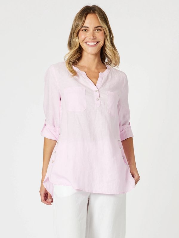 Gordon Smith Ava Linen Button Top / Pink 48135