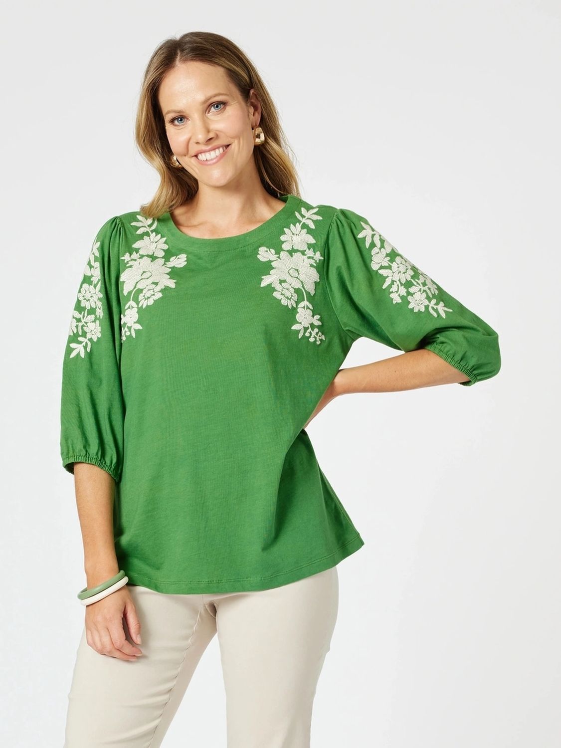 Clarity - Jill Embroidered Top / Elm Multi 47849