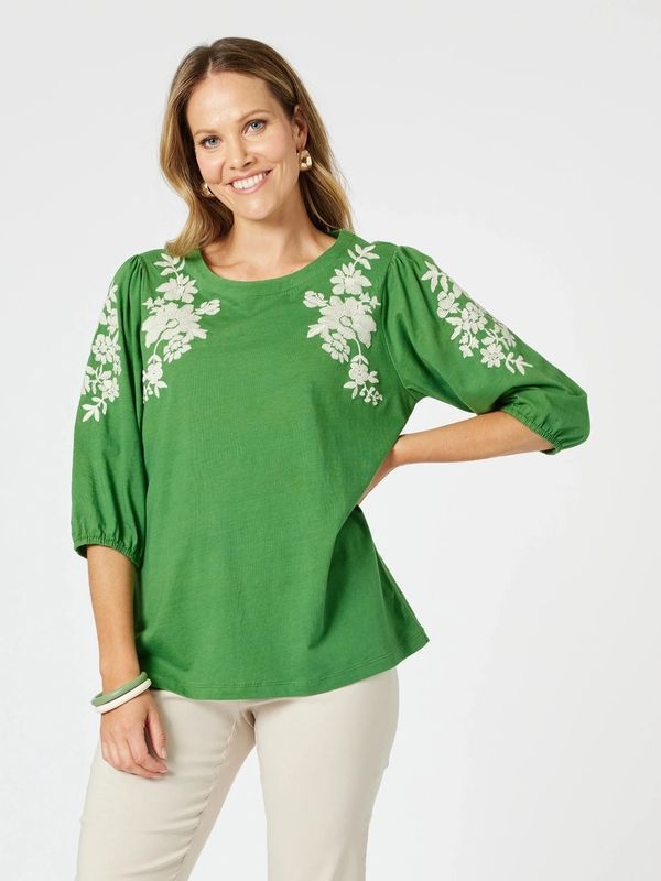 Clarity - Jill Embroidered Top / Elm Multi 47849
