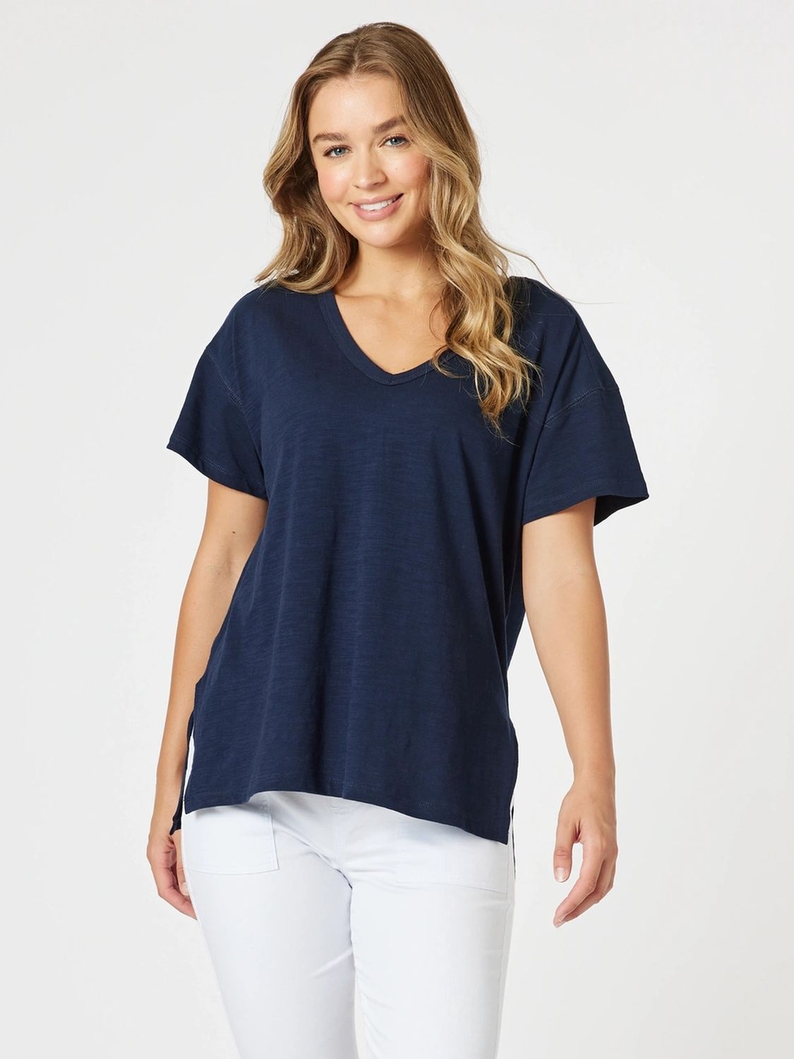 Threadz - Elle V Neck Tee / Navy 47990