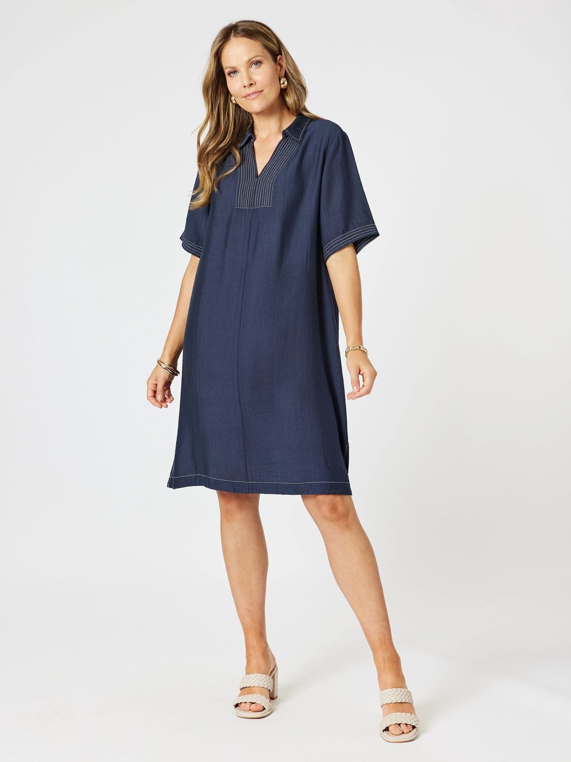 Clarity - Top Stitch Dress / Navy 48292