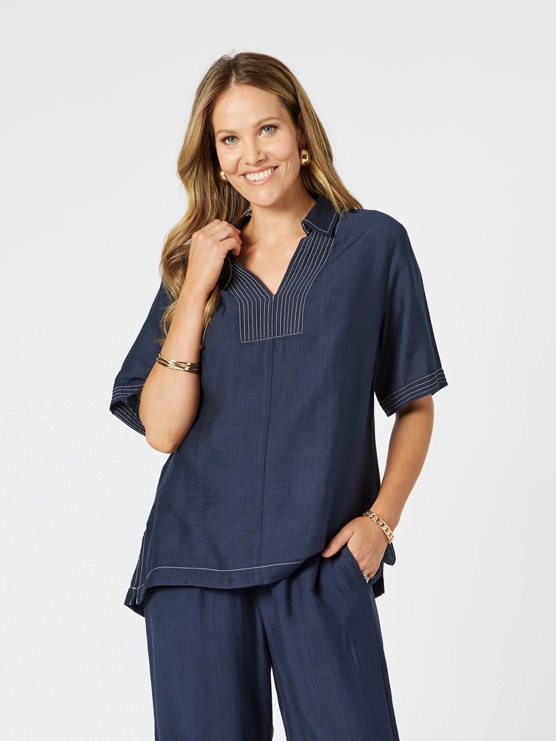 Clarity - Top Stitch Top / Navy 48251