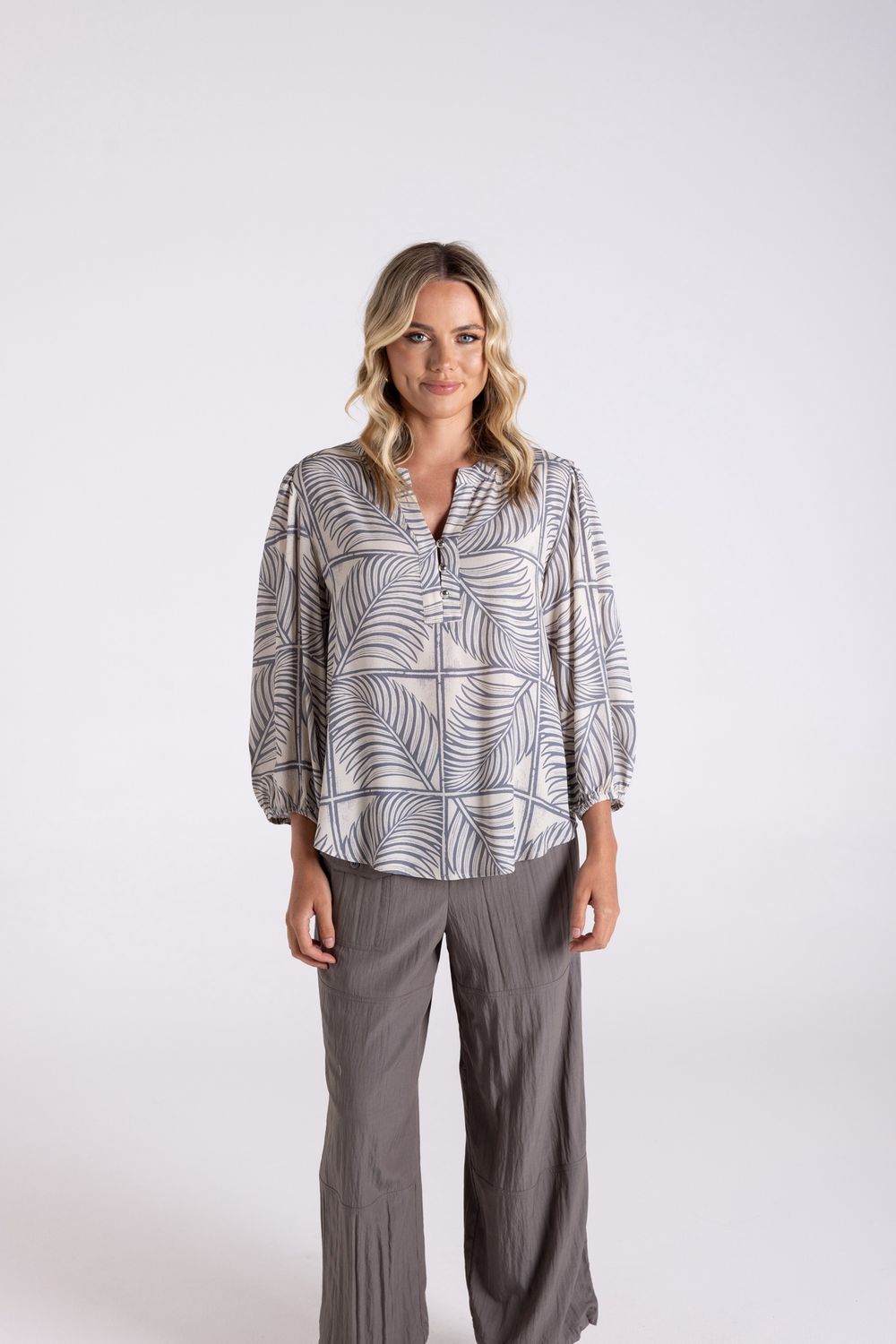 Two-T&#39;s - Fern Print 7/8 Sleeve Top 3157