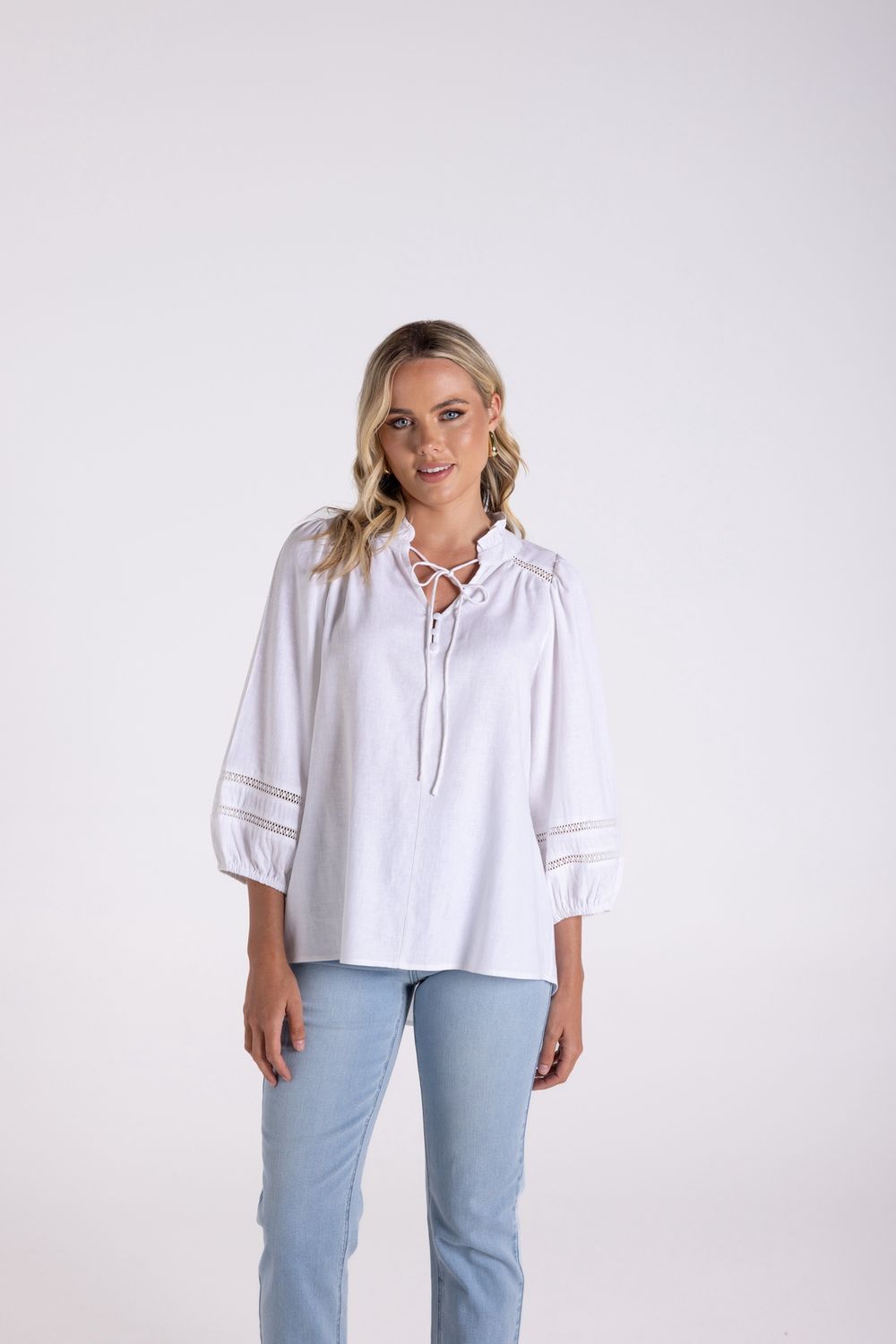 Two-T&#39;s - Linen Viscose Top / White 3184