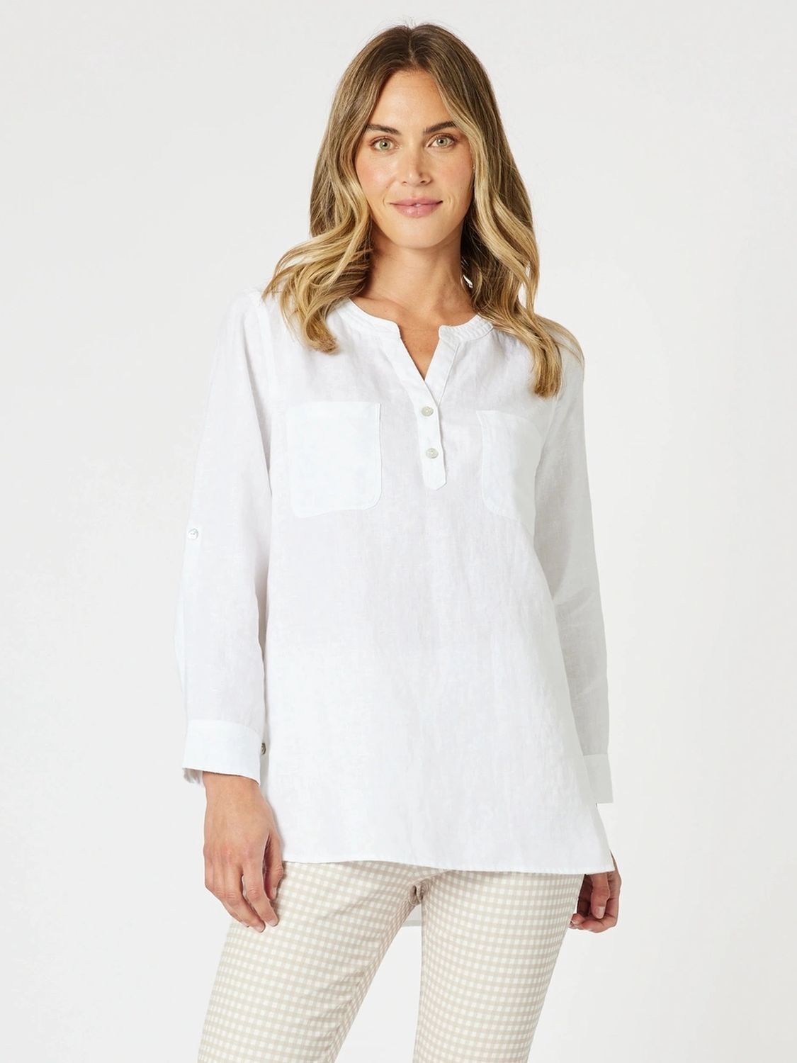 Gordon Smith - Ava Linen Button Top / White 48135