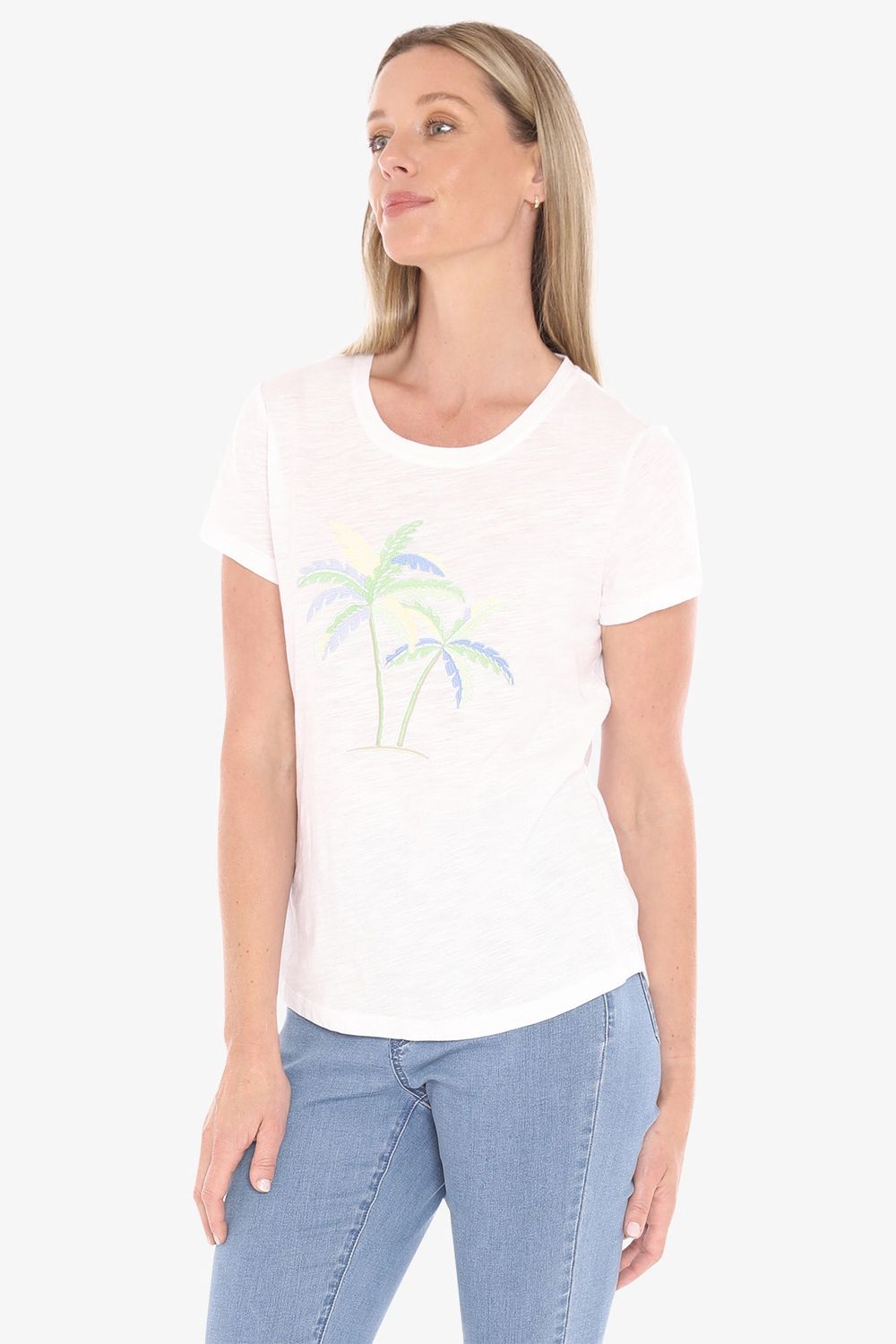 Jump - Embroidered Palm Tee / White 59612005A