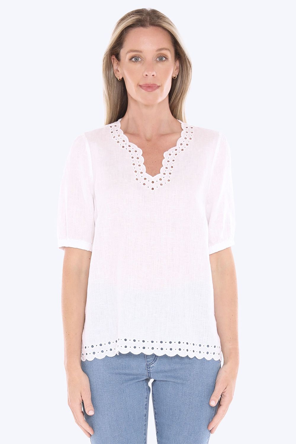 Jump - Eyelet Detail Top / White 596J3086A