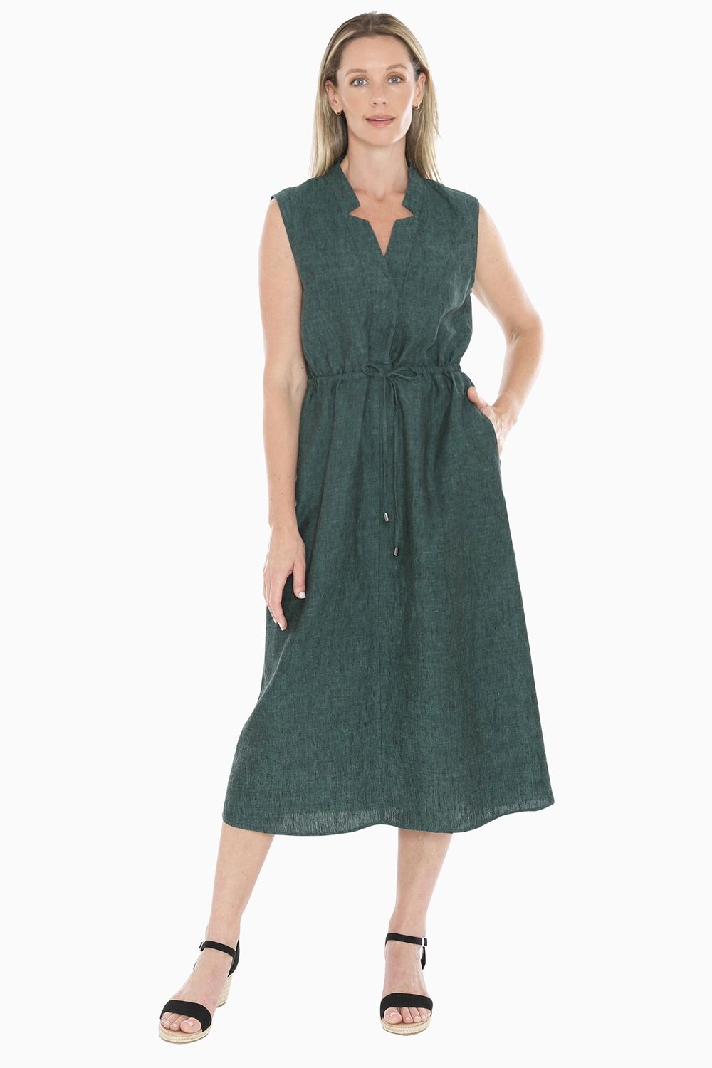 Jump - Drawstring Waist Dress / Pine 596J5074A
