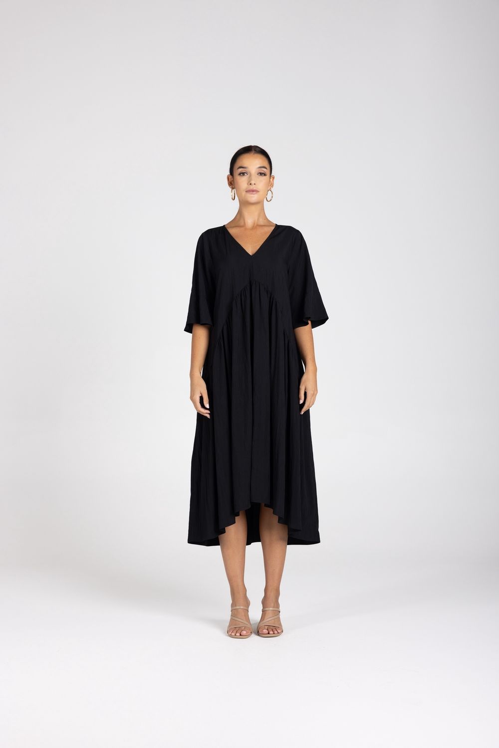 Two T&#39;s - V-Neck Dress / Black 3238