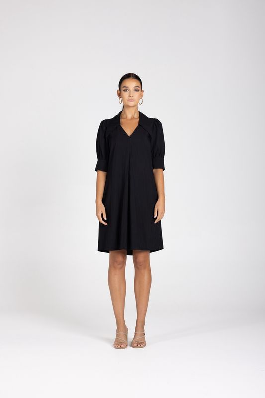 Two T&#39;s - V Neck Dress / Black 3240