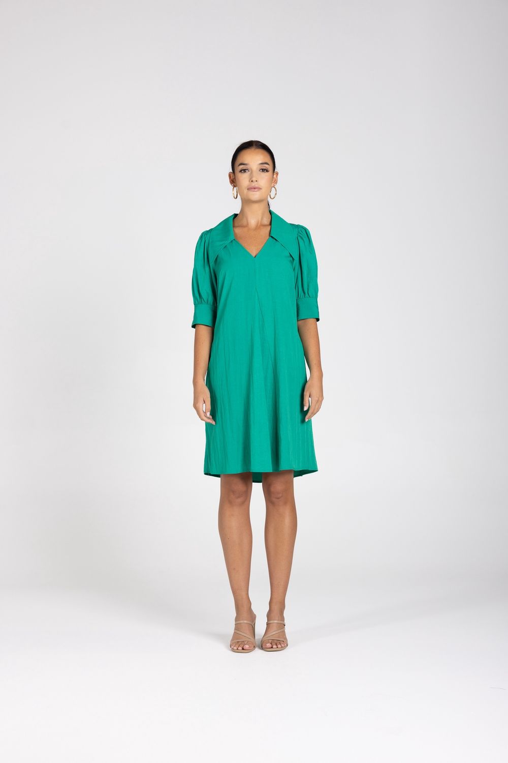 Two T&#39;s - V Neck Dress / Emerald 3240