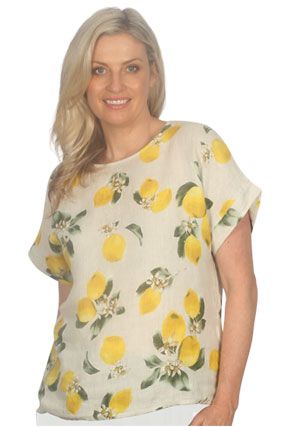 E Talia - Lemon Zest Print SS Top ET322