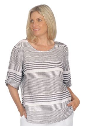 E Talia - Chambray Stripe Top ET324