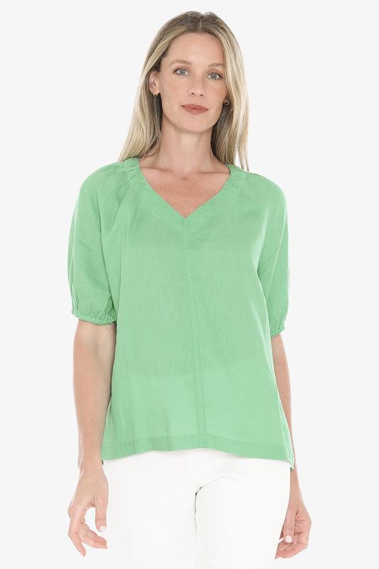 Jump - Gather V-Neck Top / Apple 596J3002A
