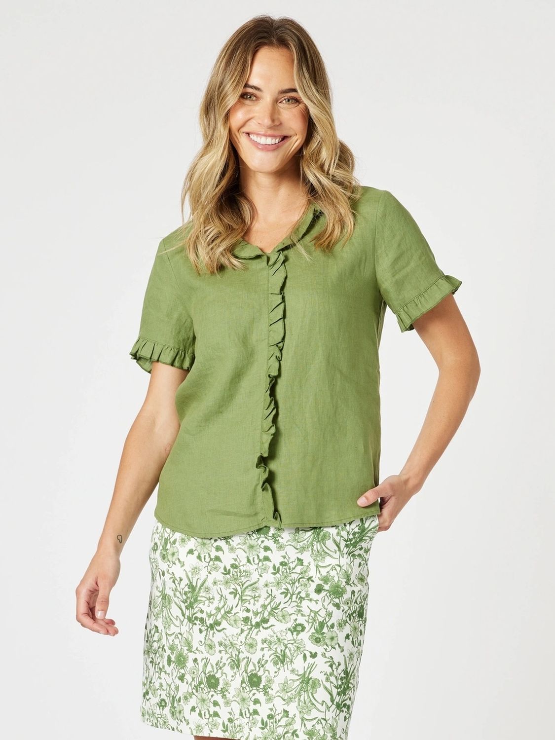Gordon Smith - Tiffany Ruffle Linen Top / 41077