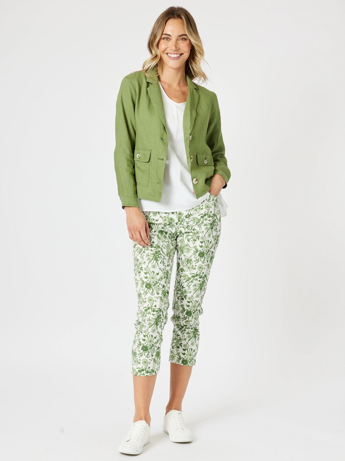 Gordon Smith - Alexandria Print Pant / Basil White 48119