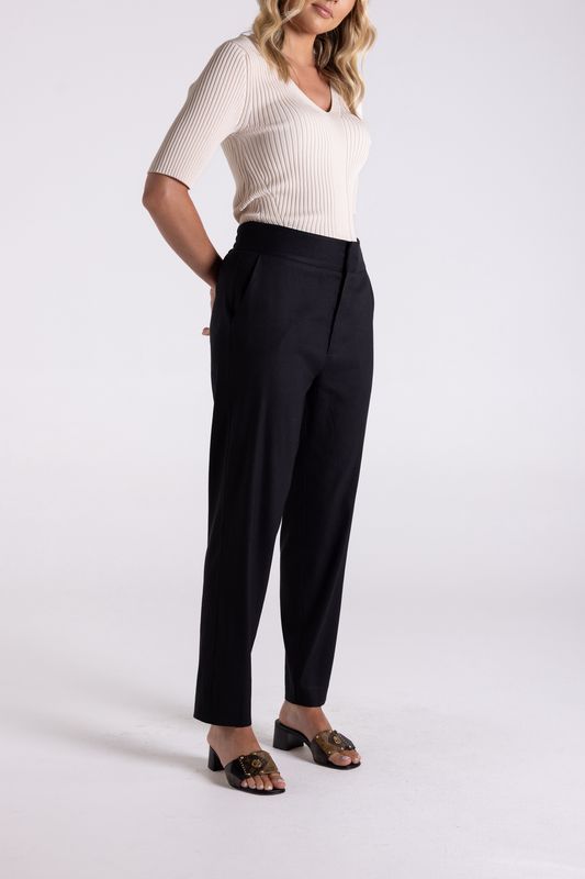 Two-T's - Linen Blend 7/8 Pant / Black 3123