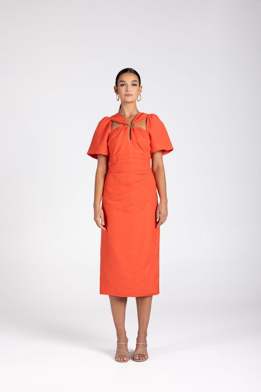 Two T's - Draped Midi Dress / Burnt Orange 3228