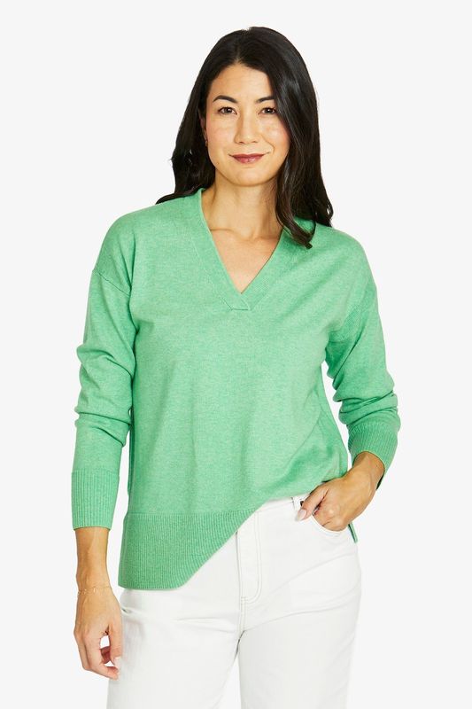 Jump - V Neck Pullover / Green Tea Marl 60611026A