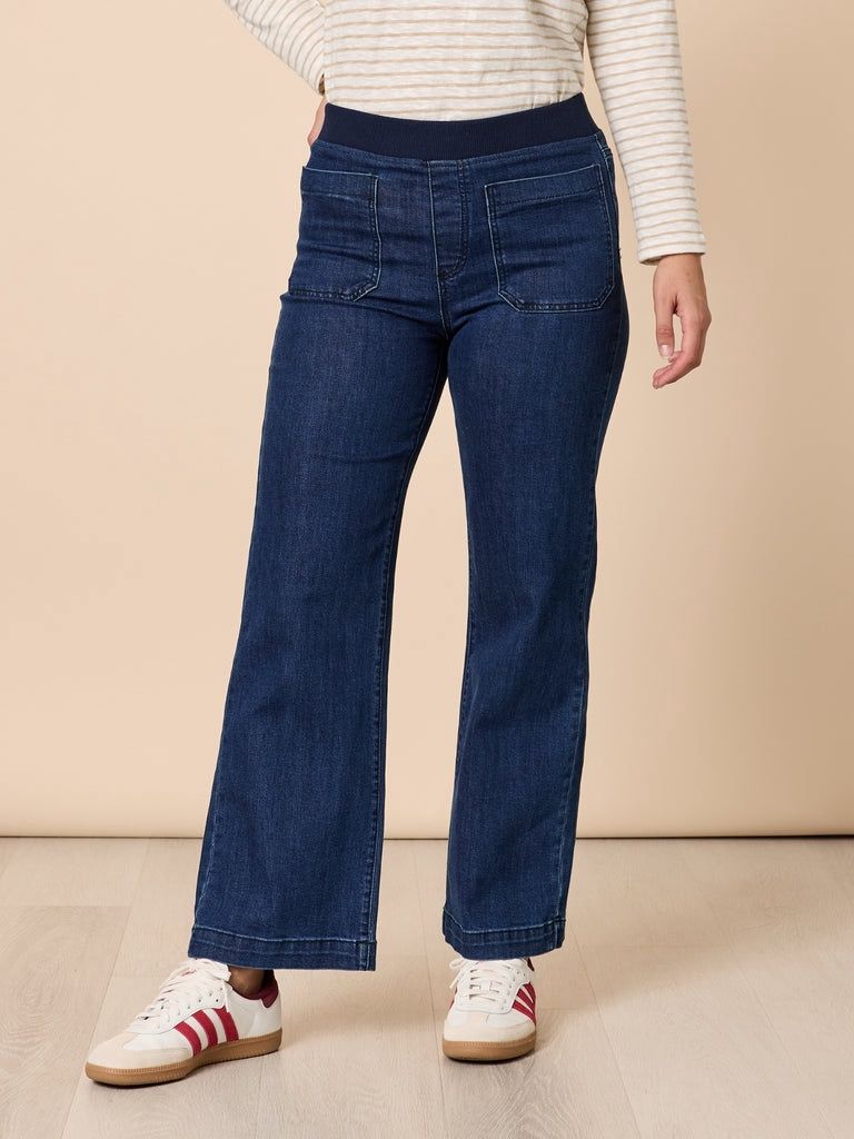 Threadz - Carpenter Wide Leg Pull on Jean / Dark Denim 46595