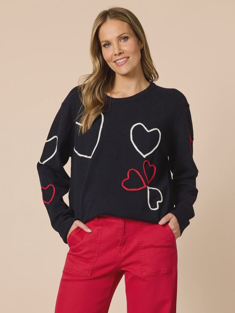 Threadz - Love Me Hearts Knit / Navy 46887