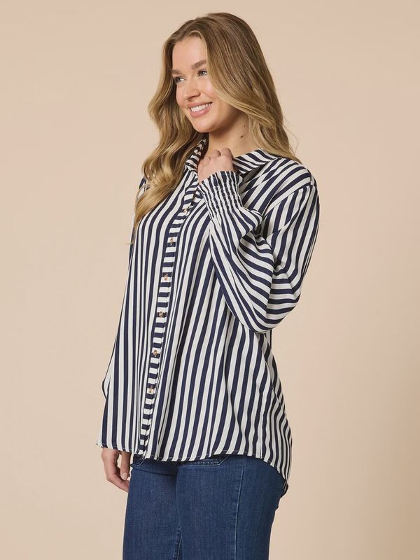 Threadz - Amour Stripe Shirt-Navy/White 48944
