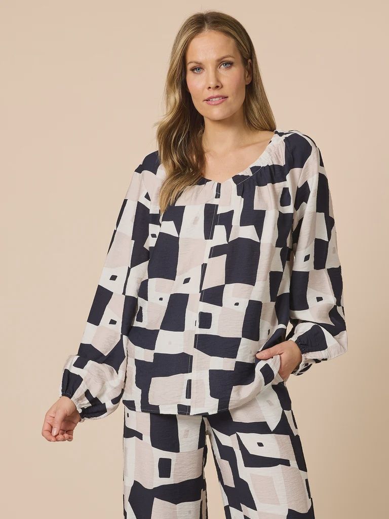 Threadz - Rive Gauche Top - Navy Multi 49359