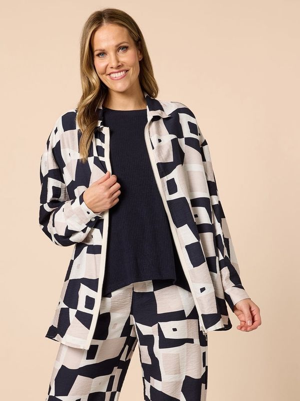 Threadz - Rive Gauche Shacket - Navy Multi 49373