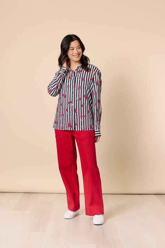Gordon Smith - Cherry Stripe Shirt - Navy/ White 48558