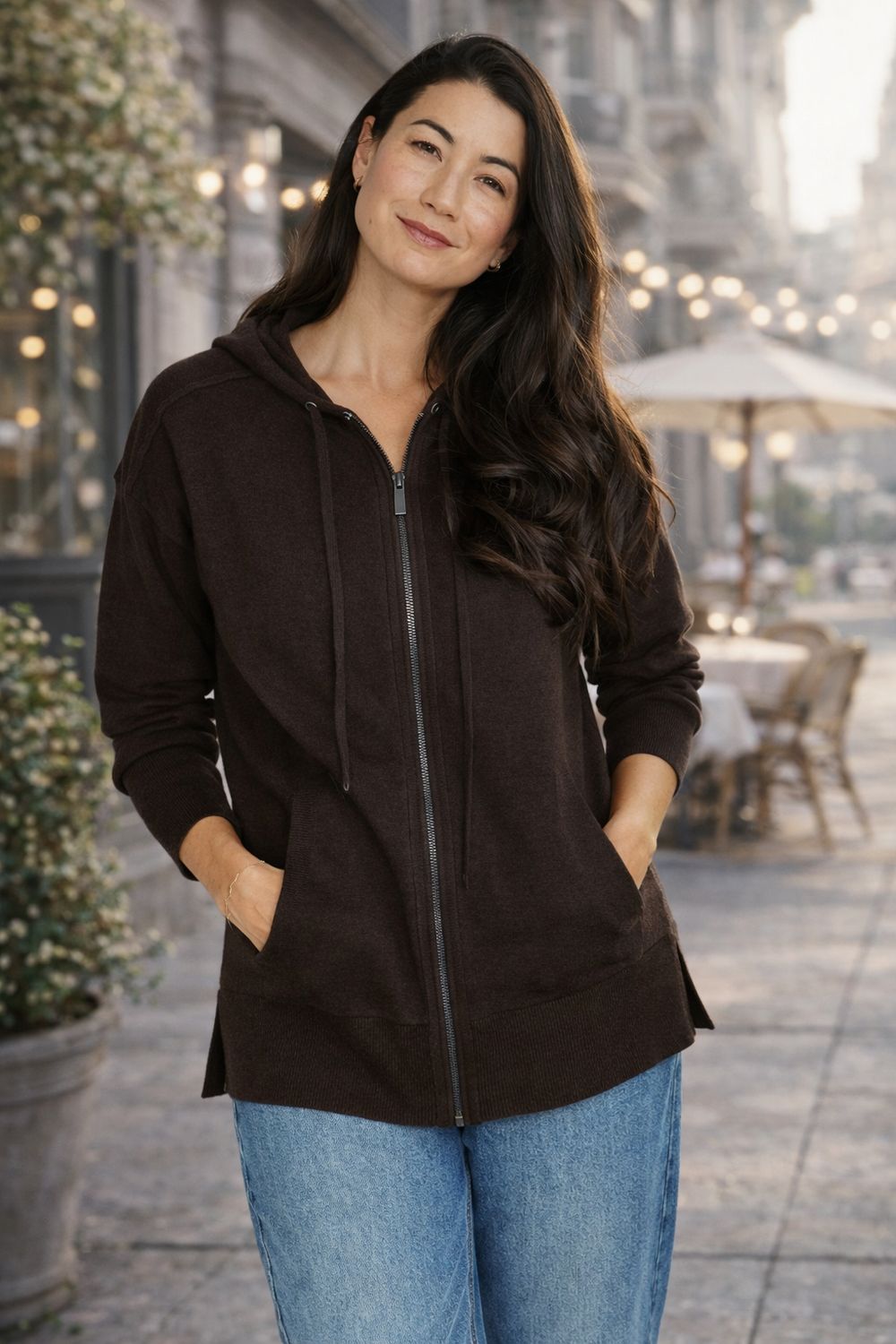 Jump - Zip Thru Cardi / Dk Choc Marl 60611045A