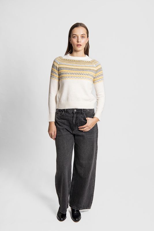 Fields - Fair Isle Pullover / White Combo FK6006