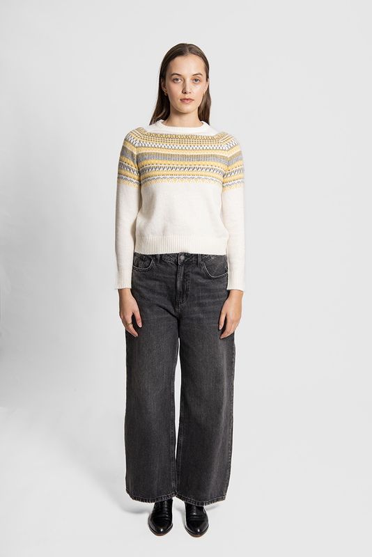 Fields - Fair Isle Pullover / White Combo FK6006