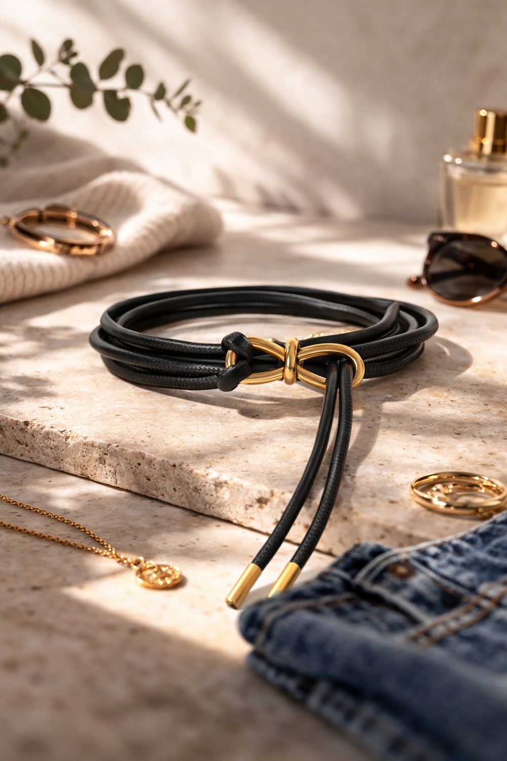 Jump - Metal Bow Belt / Black 606J9094A