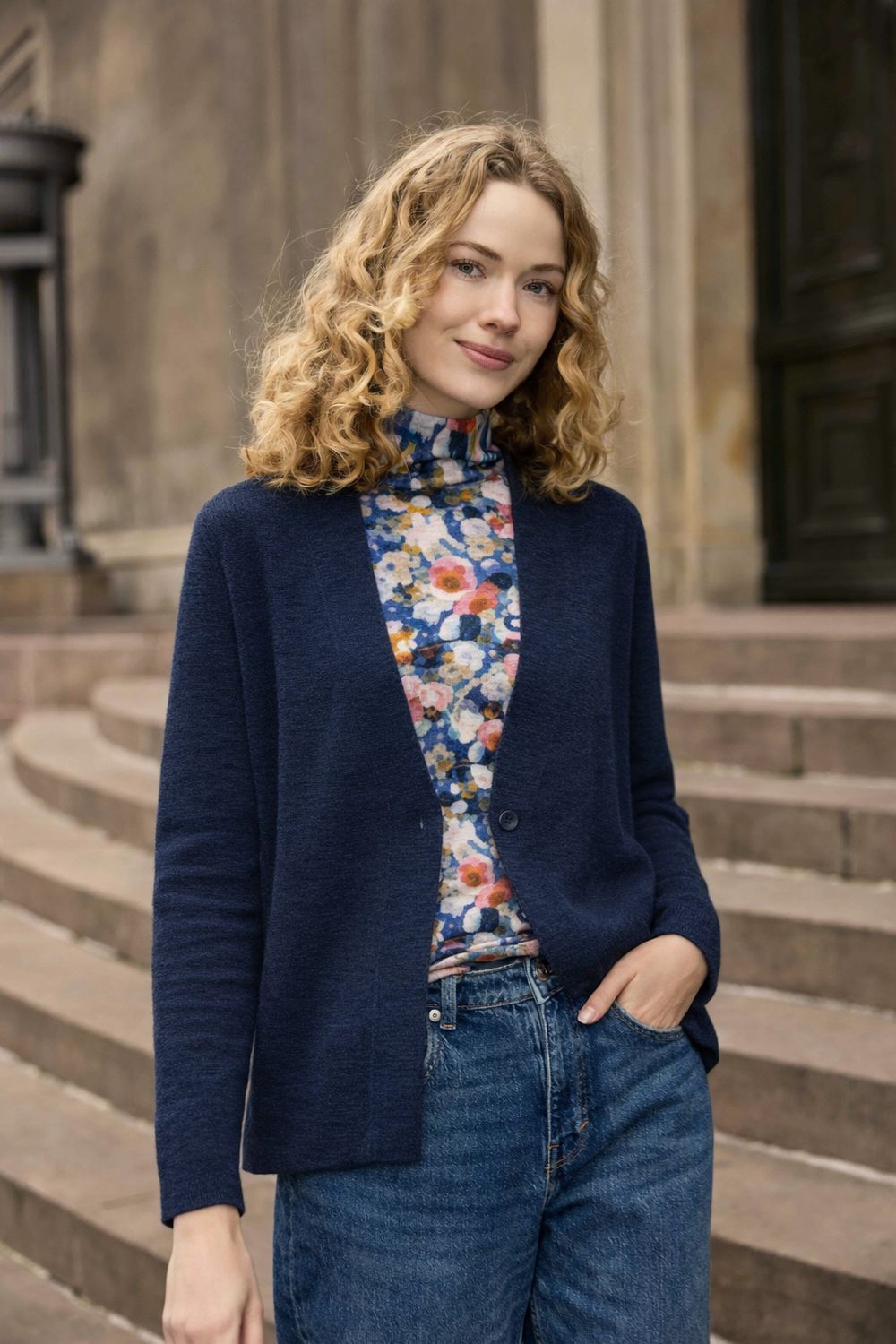 Mansted - Eco Slub Cardi / Navy Laura