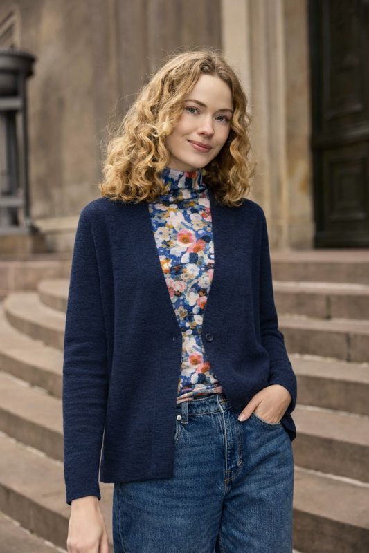 Mansted - Eco Slub Cardi / Navy Laura