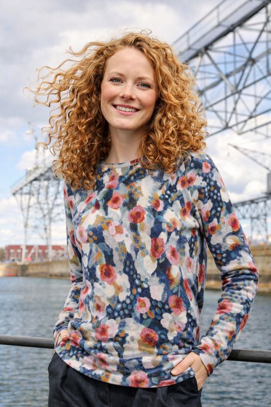 Mansted - Merino Print Crew / Navy Merle Print