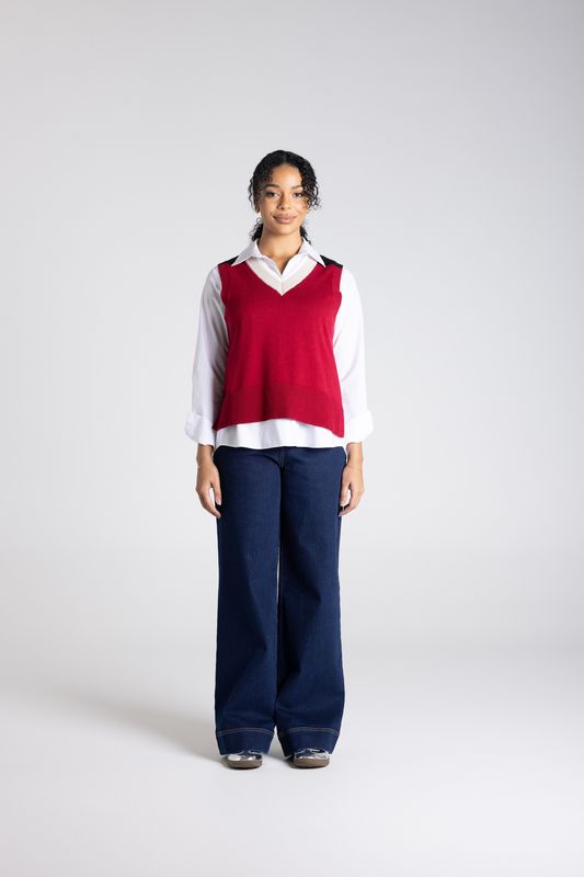 Two T's - V-Neck Cotton Vest / Spiced Wine Combo 3306