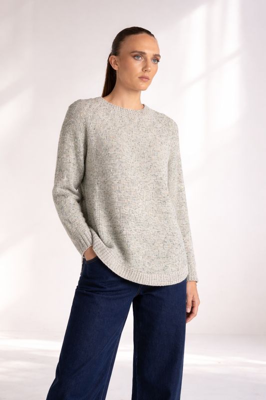 Two T's - Scoop Hem Moss Stitch Crew / Pistachio Mix 3300