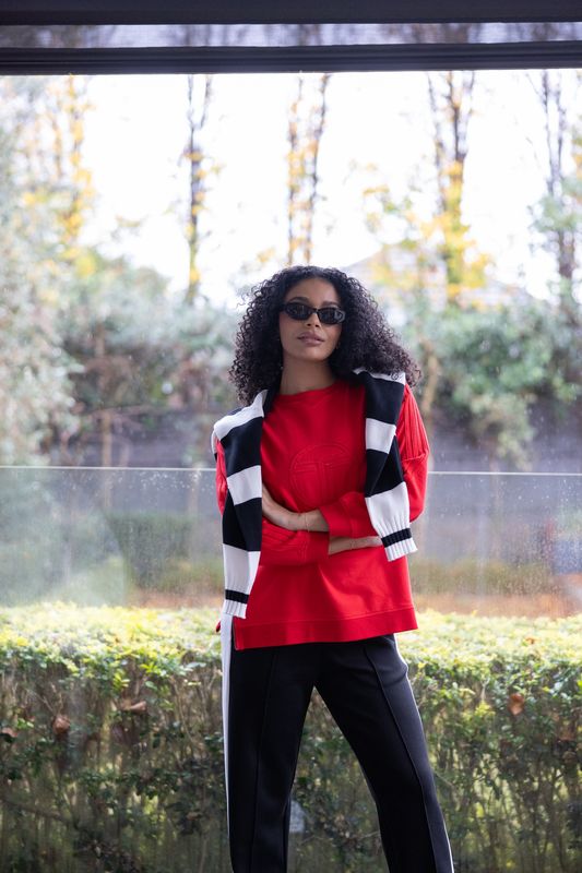 Two T's - Dropped Shoulder Logo Sweater / Intense Orange 3336